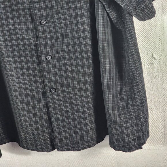 George Black Grey Check Poly SS Button Chest Pocket Button Up Shirt Sz 3XL 54-56 - Picture 6 of 16